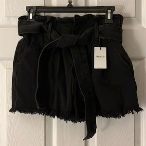 NWT Forever 21 Paperbag Black Denim Shorts